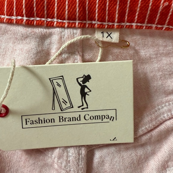 NWT Fashion Brand Company Red Striped Railroad Pant, size 1x - Picture 7 of 9